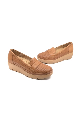 Greyder 59016 Zn Deri Dolgu Topuk Comfort Casual Kadın Ayakkabı Taba