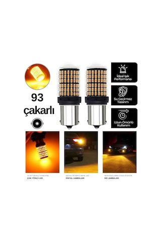 Carub Ampul 12v 93 144 Led Şeffaf Oto Geri Vites Ampulü Fren Stop Sis Sinyal Lambası Düz Çakarlı Turuncu Br0404042