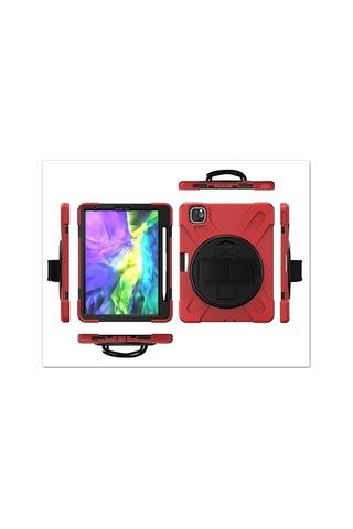 Apple iPad Uyumlu, Pro11 2021-2020-2018 Kılıf Shockproof 3 Katmanlı Standlı Zırh Kılıf Kalem Yerli- 5775