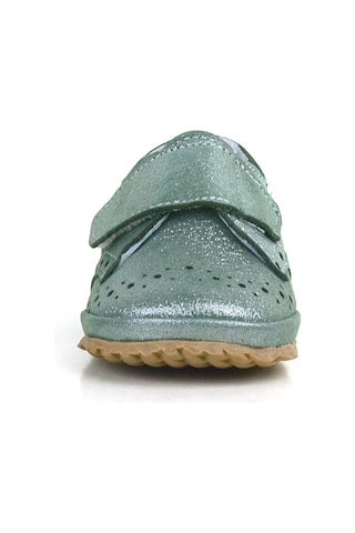 Hakiki Deri Yeşil Simli Cırtlı Bebek Patik Ayakkabı Yeşil