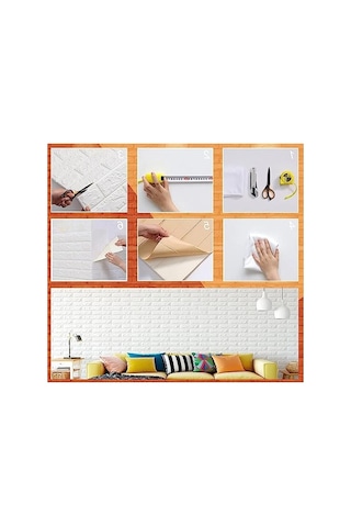 Beyaz Kendinden Yapışkanlı 3d Esnek Duvar Kağıdı Paneli - 70x23 Cm