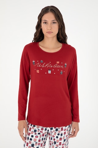 U.S. Polo Assn. Kadın Bordo Yılbalı Temalı Pijama Takım 50303402-VR014