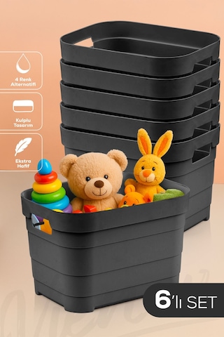 6'lı 5 Litre Saklama Kutusu Antrasit Antrasit