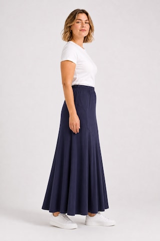 Bihan Store Yüksek Bel Panelli Dökümlü Sandy Kumaş Maxi Etek Y26-90980-lacivert