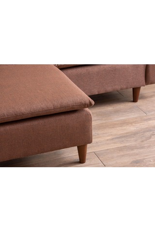 Lungo Modüler Mini Köşe Koltuk Takımı L Koltuk - Açık Kahve Keten Kahverengi