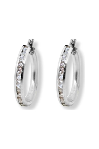 Oya Silver Sıra Taşlı Kadın Gümüş Halka Küpe 2.5x2.5cm