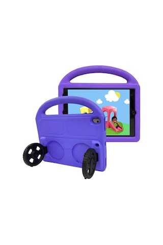 Apple Uyumlu iPad 10.2 9.nesil Zore Wheel Car Tekerlek Standlı Tablet Eva Silikon Kılıf Arka Kapak