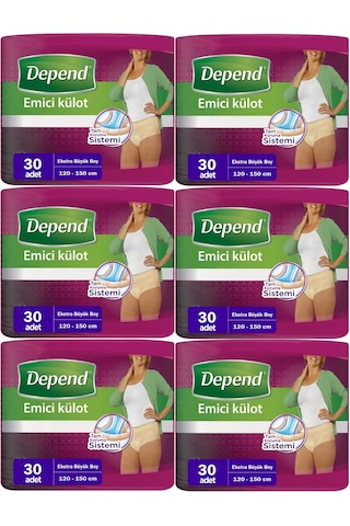 Depend Emici Külot Kadın Hasta Extra Büyük XL 6 x 30'Lu