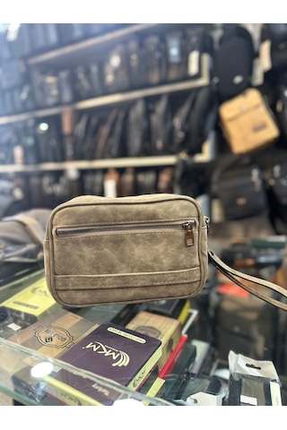 Trg Polo Bej Greyzu Deri El Çantası Bej