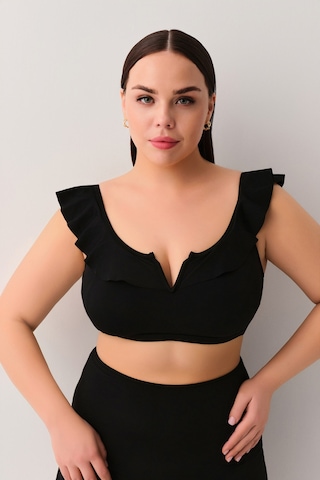 Suwen Volanlı Bralet Bikini Üst Sbn26400012 Siyah
