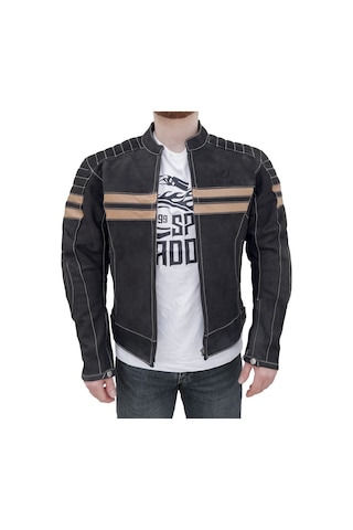 The Biker Jeans Retro Wax Black Korumalı Motosiklet Deri Montu
