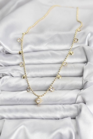 Zarif Kadın İçin Golden Pirinç Zirkonlu Kutup Yıldızı Kadın Kolye Standart