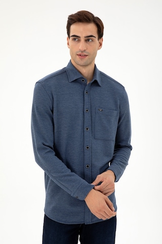U.S. Polo Assn. Erkek Lacivert Comfort Fit Cepli Örme Gömlek 50306264-VR033