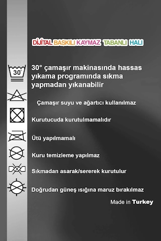 Gri Kaymaz Makinede Yıkanabilir Kareli Kesme Yolluk Vh002
