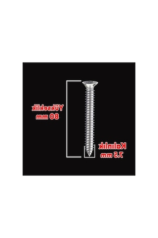 Sivri Uçlu Dübelsiz Beton Vidası 7.5x80 Mm - 50 Adet 0.35 CM