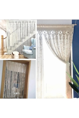 Boho Duvar Askılı Makrome Perde: 90x180cm 408051285