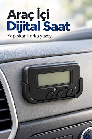 Dijital Ekranlı Araba Saati Alarm Ve Süre Takibi - Lisinya Belirtilmemiş