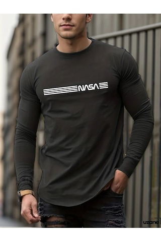 Efnaz Style Erkek Uzun Kollu Bisiklet Yaka Viskon Sweat siyah