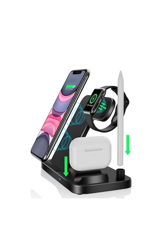 Thentech 4 Ü 1 Arada Kablosuz Telefon Akıllı Saat Kulaklık Kalem Şarj İstasyonu Kablosuz Şarj Standı