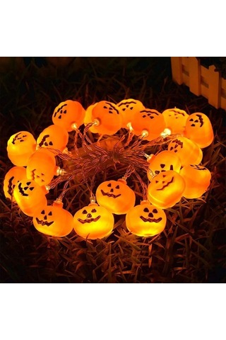 Vkemall 6m 40 Adet Turuncu Balkabağı Led Işık Zinciri, Ev Ve Parti Dekorasyonu, Aa Pil İle Çalışır Pil Dahil Değil , Sıcak Beyaz Işık Diğer