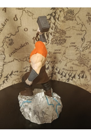 Heykel3d Özel Tasarım Thor Figürü 20 Cm Gök Gürültüsü Tanrısı Detaylı El Boyaması Koleksiyonluk Heykel 20 CM