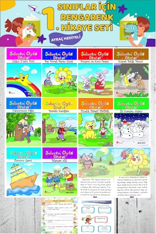 1.sınıf Öğretmen Tavsiyeli Okumayı Hızlandıran Eğlenceli Büyük Boy Hikaye Seti 16 Sayfa