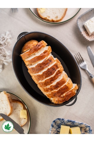 Metal Kulplu Kayık Ekmeklik, Gondol Ekmeklik, Ekmek Sepeti, Sunumluk Bread Plakalı - Siyah Siyah
