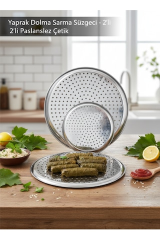 Lüks Paslanmaz Çelik Sarma Ve Dolma Süzgeci Altlığı 2'li Çelik