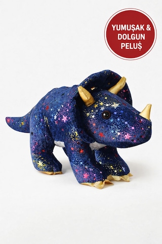 Yıldız Desenli Triceratops Peluş Oyuncak 35 Cm Yumuşak Büyük Dinozor Kız Çocuk Hediyesi