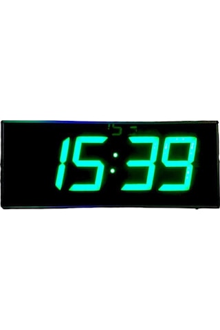 Sanec Wifi Senkronize Dijital Led Duvar Ve Masa Saati Otomatik İnternet Saat Ayarlı, Yeşil Led, 16x40 Cm