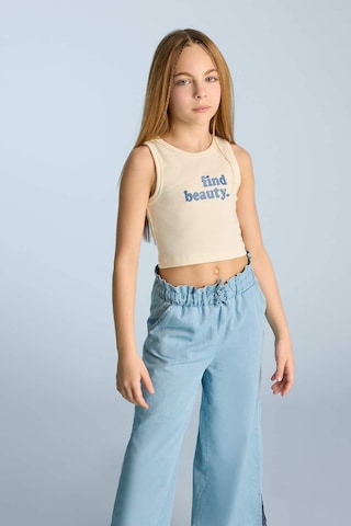 Defacto Kız Çocuk Bisiklet Yaka Baskılı Crop Atlet C4717a825smer99 Ekru