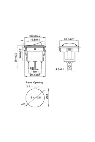 Ic-134-6 Yuvarlak Anh.on-off-on 6p Siyah