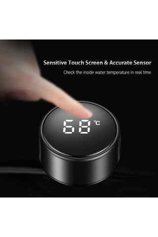 Ranyeek 500ml Güneş Alıcı Termos Bardak - Dokunmatik Led Sıcaklık Gösterici, Damlacık Sağlam, Paslanmaz Çelik, Seyahat Ve Spor İçin Batteri Değiştirilemez Kırmızı