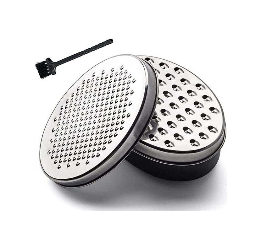 Qingmipy 4'lü Peynir Rendesi Seti: 2 Farklı Boy Rendeleyici, Depolama Kutusu Ve Fırça - Paslanmaz Çelik + Pp Malzeme Siyah - Gümüş