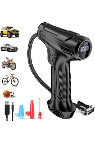 Enshall KMP-6622 3600 Mah Şarjlı Tabanca Auhma Kompresör Araba Bisiklet Top Lastik Şişirme Pompası