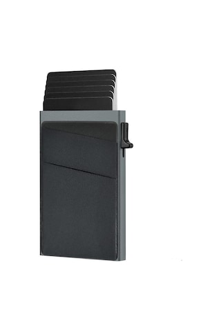 Valkyrie Premium Slim Metal Otomatik Kartlık Rfıd Korumalı, Mekanizmalı, 10+ Kart Kapasiteli Gri Gri