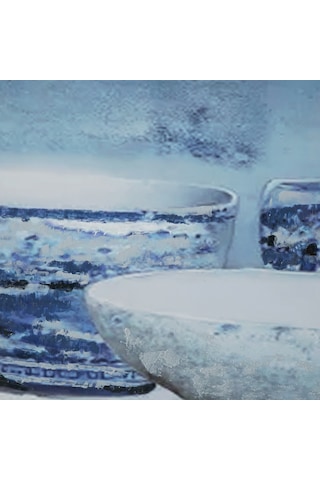 Mudo Home Blue Vessel Çerçeveli Yağlıboya Tablo 63x93 Cm