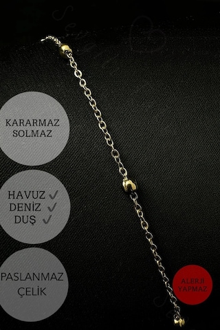 Gold Renk Toplu Zincir Halhal Çelik Halhal 1+ Serisi Altın