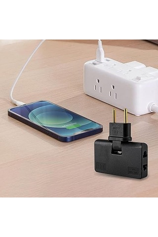Geeroyoo Siyah 180 Derece Döner 3-üç Çıkışlı Düz Soket Adaptörü - Avrupa Seyahat Plug Konvertörü, Tv Ve Mobilyalar Arasında Kullanıma Uygun