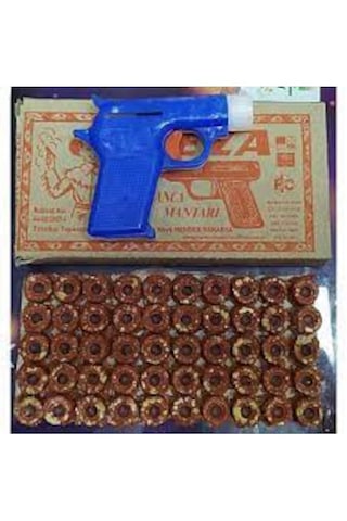 Plastik Eski Nostaljik Mantar Oyuncak Tabanca 50 Adet Kapsül Hedi