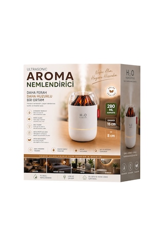 Ahşap Odun Ateşi Tasarımlı 280 Ml Ultrasonik Hava Nemlendirici & Aroma Difüzör Soğuk Buhar