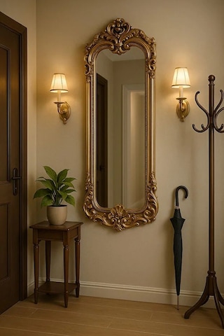 Dekoratif Varaklı Boy Aynası Gold