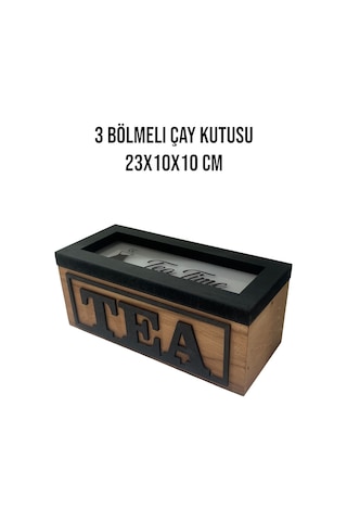 Üç Bölmeli Ahşap Çay Kutusu. Mutfağınız İçin Şık Bir Tasarım.