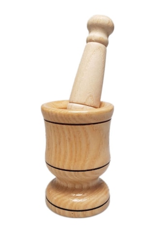 Büro Ev Ofis Mutfağı İçin 11cm Ahşap Şimşir Bambu Havan Seti Diğer