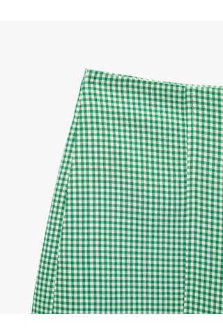 Koton Slim Fit Pötikare Mini Şort Yeşil Ekose 6sak40435pw Yeşil Ekoseli