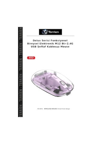 Delux Serisi Fonksiyonel Bireysel Elektronik M12 Bt+2.4g Usb Şeffaf Kablosuz Mouse