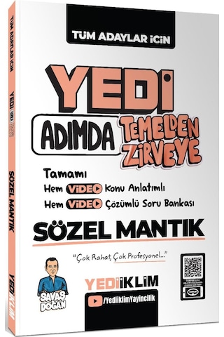 Yediiklim Yayınları Yedi Adımda Temelden Zirveye Sözel Mantık Video Konu Anlatımlı Video Çözümlü Soru Bankası