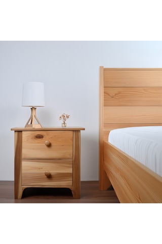 İskandinav Tasarımlı Doğal Ahşap 2 Çekmeceli Komodin 1. Sınıf Mas