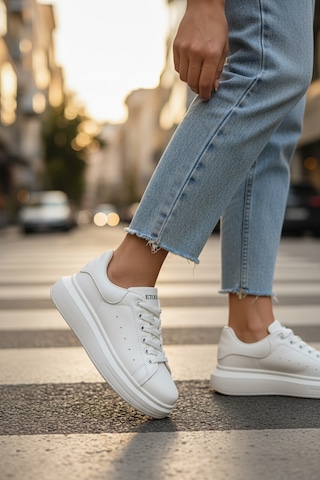 Enoch Kadın Platform Tabanlı Sneaker Günlük Rahat Spor Ayakkabı Beyaz