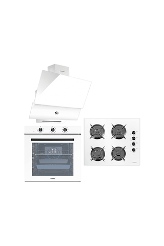Luxell A68SF3 - OC88 - DA88 Süper Kristal Beyaz Ankastre Set